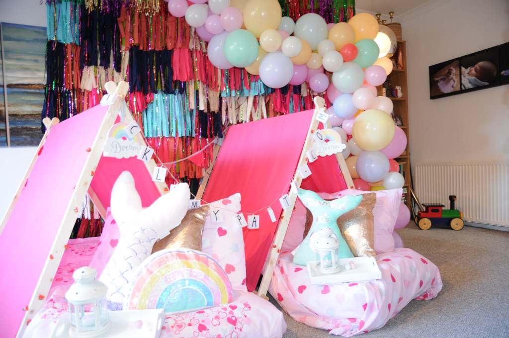 rainbow & mermaid teepee sleepover